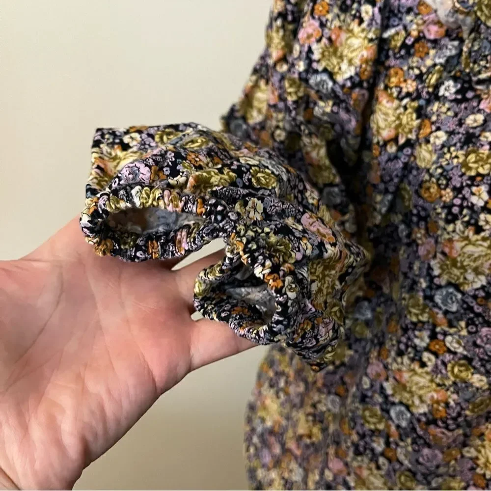 Mock neck floral loose‎ fit long sleeve blouse - Picture 5 of 13